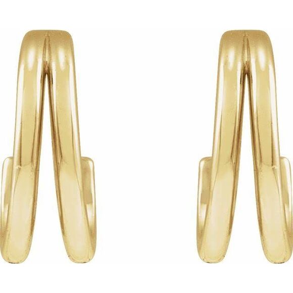 14K Yellow Gold Hoop Earrings | Double Hoop Earrings for Men and Women - Picture 4 of 4